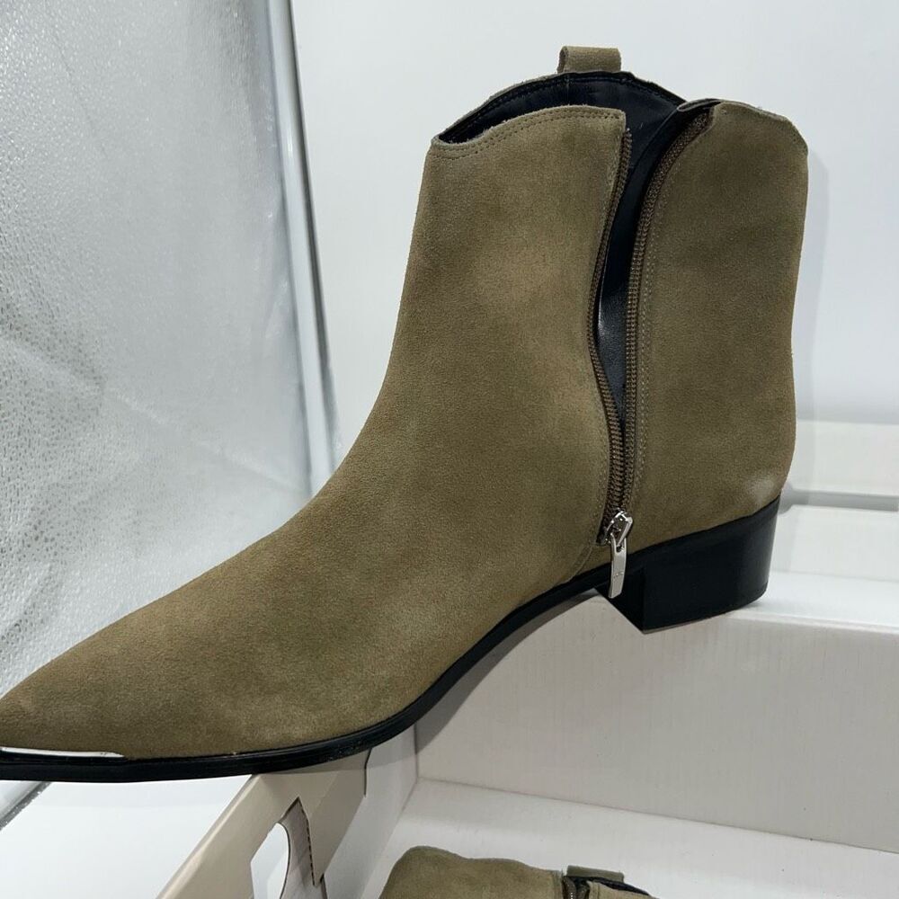 Marc Fisher Pointy‎ Toe Booty in Medium Green Suede